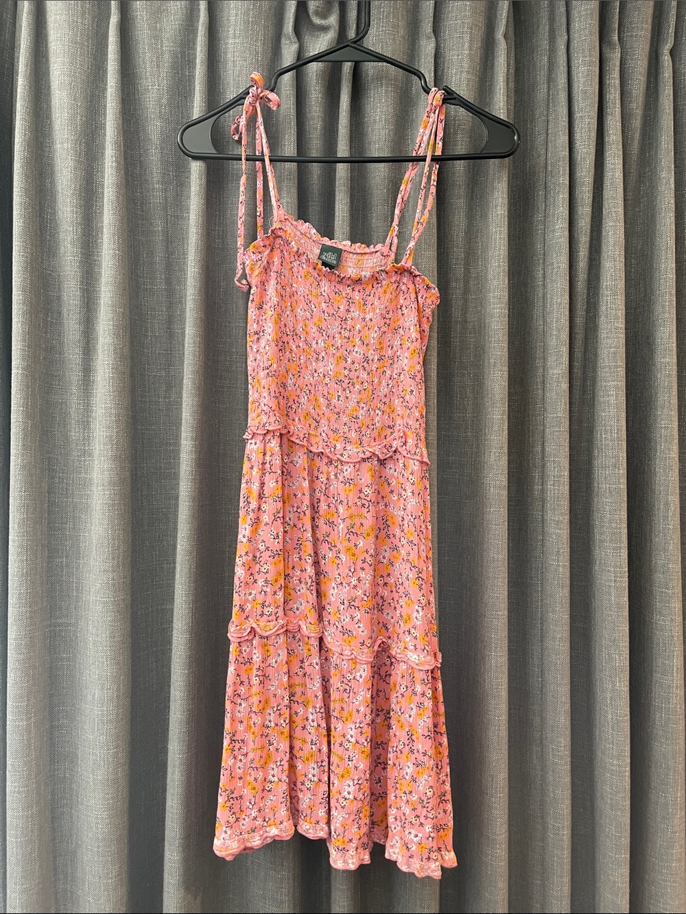 wild fable Pink Floral Tie-Strap Midi Dress